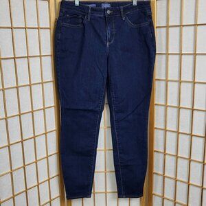 NYDJ brand skinny LiftXTuck dark blue jeans with stretch EUC size 10